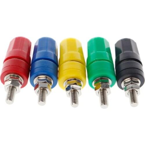 5 Pcs M4x36 Copper Terminal 4mm Banana Plug Jack Socket 20A Binding Post Connector