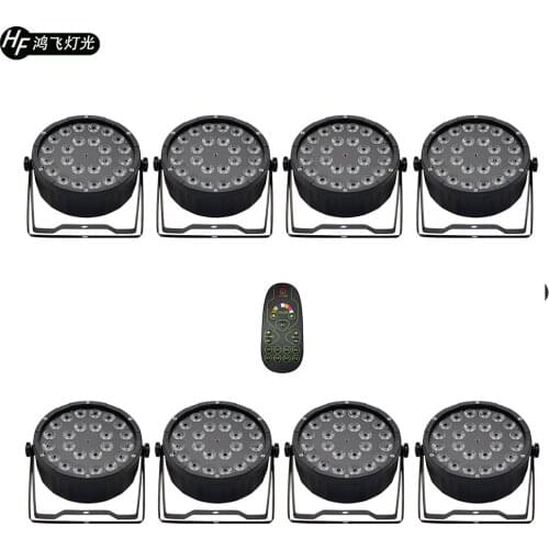 8 pieces / Remote control 24x12w led par light rgbw 4in1 12w flat par light dmx512 professional stage lighting equipment