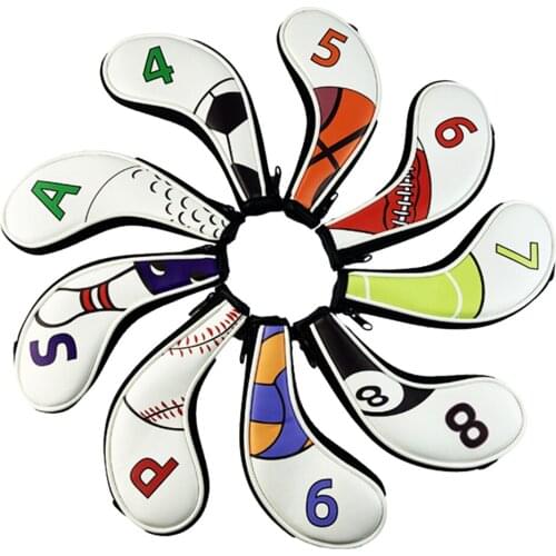 9pcs Waterproof Golf Club Covers Premium Headgear Golf Irons