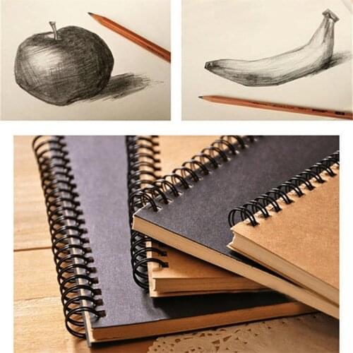 Sketchbook Diary for Drawing Painting Graffiti Soft Cover Black Paper Sketch Book Memo Pad Notebook Office School Supplies Gift