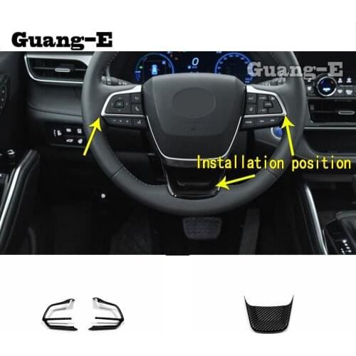 For Toyota Highlander 2020 2021 2022 Car Styling Stick Cover ABS Chrome Steering Wheel Inner Kit Switch Trim Lamp Frame Panel
