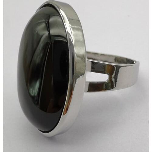 Black Carnelian Stone Oval Bead GEM Finger Ring Jewelry Size 8-9 X123
