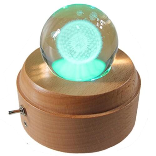 Wooden Rotating MusicBox Crystal Ball Music BoxGift BoxChildrens NightLight forChildren Decoration forBedroom Decor GifLED179ts