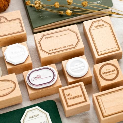 Wooden Rubber Stamps Memo List Time Record Planner Stamp for Bullet Journal Scrapbooking Diy Gift Seal