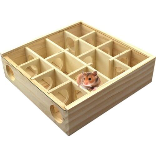 Wooden Maze Tunnel Hole Toy Pet Hamster Rat Mouse Small Animal House Cage Decor Hot