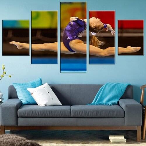 Canvas Poster Frame Painting Modular HD Home Decor 5 Panel Sports Gymnastics Artistic Woman Art Print Living Room Wall Pictures
