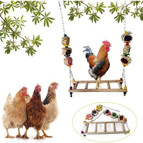 Chicken Swing Natural Frosted Wooden Colorful Toy Pet Supplies for Parrot Hens Handmade Bird Large Swing Bird Cockatiels