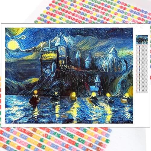 Van Gogh 5D Diamond Painting Disney Castle Scenery DIY Full Drill Cartoon Kit Handicraft Embroidery Art Mosaic Home Decoration