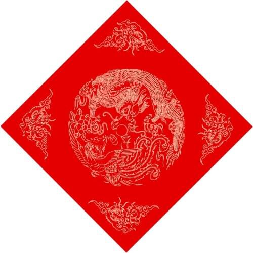 Chinese Spring Festival Couplets Red Xuan Paper Square Shaped Batik Rice Paper Calligraphy Copy Paper Fu Characters Rijstpapier