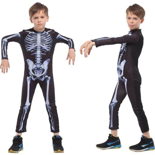 Halloween Costume Skull Skeleton Ghost Cosplay Costumes Children Carnival Masquerade Dress Robes Scary Dress Up