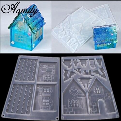 Aomily Beautiful 3D House Fondant Silicone Mold Candle Sugar Craft Tool Chocolate Cake Mould Kitchen DIY Baking Decorating Tools