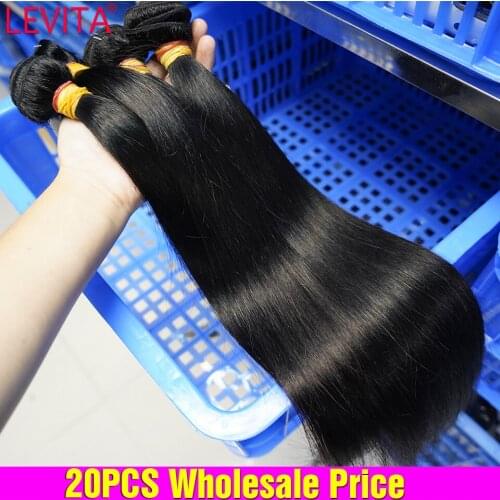 Levita 20Pcs Wholesale Straight Hair Bundles Deals Human Hair Bundles Weft Hair Extension Peruvian Brazilian Hair Weave Bundles