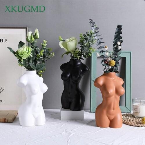 Hot Selling Nordic Ceramic Body Art Vase Dried Flower Arrangement Plant Potted Balcony Home Decoration Ornaments