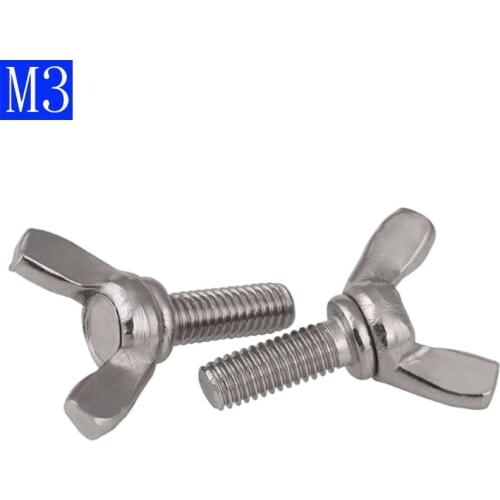 M3 - 0.5 3mm 304 Stainless steel Wing Bolts Wingbolt Nut Butterfly Screw A2 DIN 316