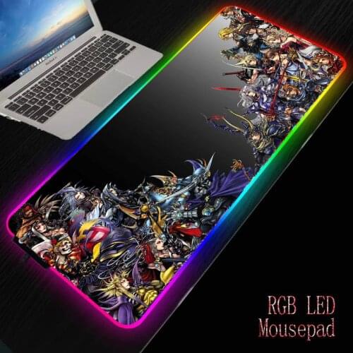 MRGBEST Final Fantasy Anime RGB Large Gaming Mouse Pad Lockedge Mouse Mat for Laptop Computer PC Pad Non-slip Table Pad