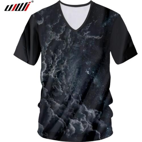 UJWI V Neck Tshirts Men Cool Print Nigh Space Star 3d T-shirts Hot Sale Man Brand Clothes Hip Hop Fashion Undershirt Unisex Tees