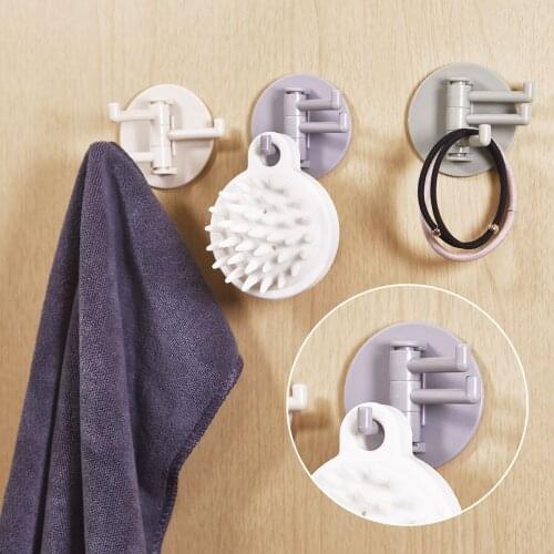 Wall Sticking Hook 3/4 Hooks Creative Sticker Powerful Hook Free Punch Wall Sticker Seamless Hook Key Placement Classification