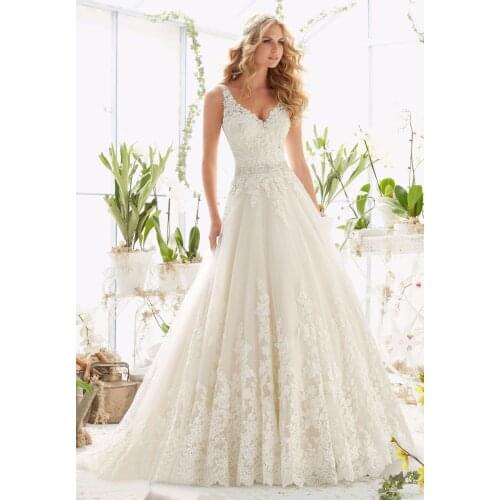 New Design A-Line Lace Wedding Dresses 2016 V-Neck Beaded Sash Backless Sexy Vintage Wedding Gowns China Online Shop W12245