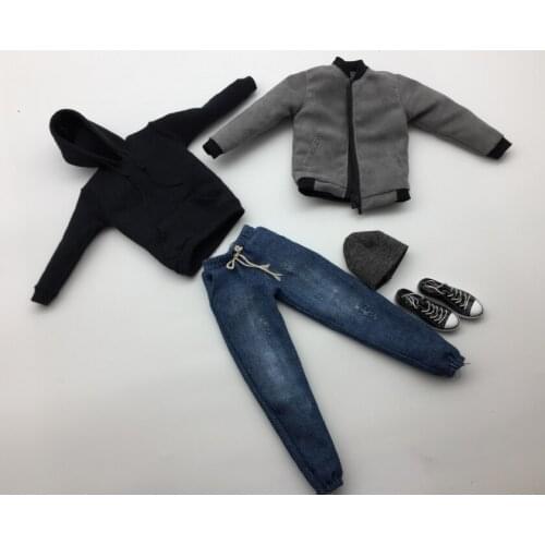New product Hot sale In stock 1:6 Soldier clothing trendy gray faux leather velvet jacket suit can be equipped with 12-inch mova