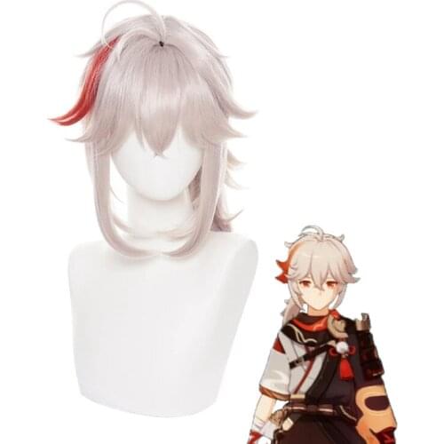 Genshin Impact Kazuha Cosplay 36cm Short Wig Cosplay Anime Cosplay Wigs Heat Resistant Synthetic Wigs Halloween