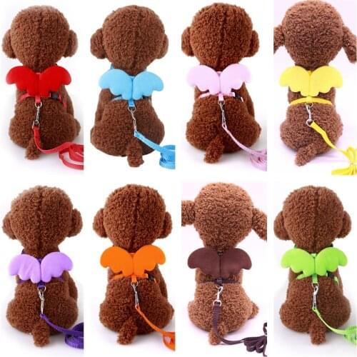 10 Colors Pet Small Dog Harness Nylon Leash Beautiful Angel Wing Puppy Leads Escape-Proof Harness for Cats Rabbit Chihuahua Pug