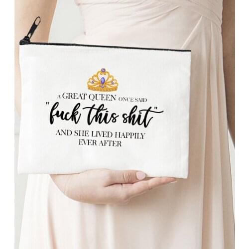 Queen Makeup Bag Casual Mom Cosmetic Pouch Canvas Reusable Lipstick Bag 2021 Fashion Travel Toiletry Bags Makeup Box