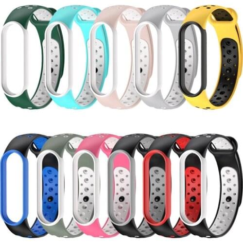 For Xiaomi Mi Band 5 Sport Strap Watchband Silicone Anti-sweat Two-color Wrist Strap For Xiaomi Smart Bracelet 5 Accessories
