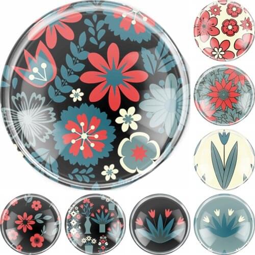 Handmade 6 Size Glass Embroidery Floral Flower Flatback Camo Cabochon Domed DIY Jewelry Charm Photo Pendant Setting