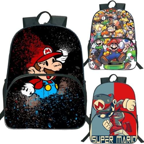 Mario Bros Backpack Children Anime School Bags Boys Girls Mochila Kids Cartoon Primary Bookbag Teens Laptop Backpack