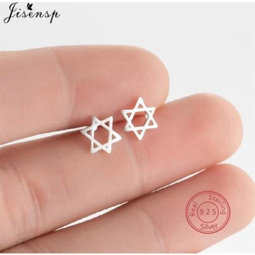 S925 Earrings for Women 925 Sterling Silver Tiny Hexagram Star Piercing Stud Earring Fine Jewelry Children Party Accessory Gift