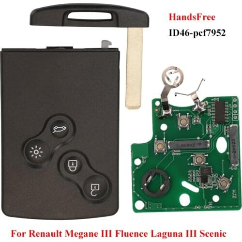 Jingyuqin 433MHz ID46-PCF7952A Chip Smart Remote Car Key Card Fob For Renault Megane 3 Laguna 3 Scenic Fluence Keyless HandsFree