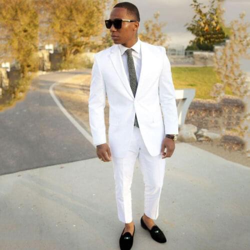 White Groom Tuxedos Prom Party Men Suits for Wedding Suits Pants Groomsmen Man Blazer Bridegroom Jacket 2Piece Terno Masculino