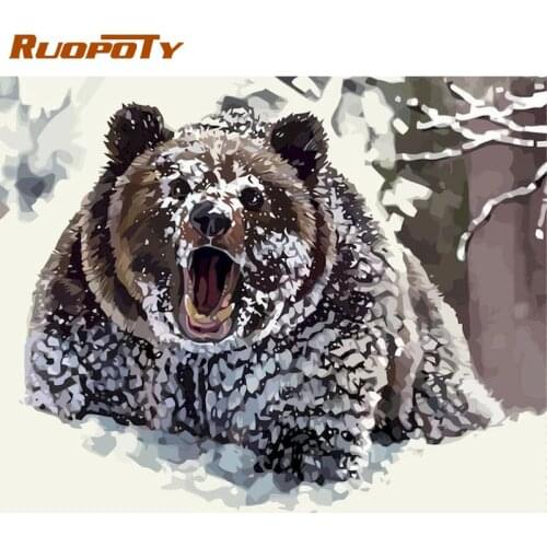 Snow Bear DIY Oil diy Paint By Number Calligraphy Painting Acrylic Painting by number On Canvas For kids adults Home Decor