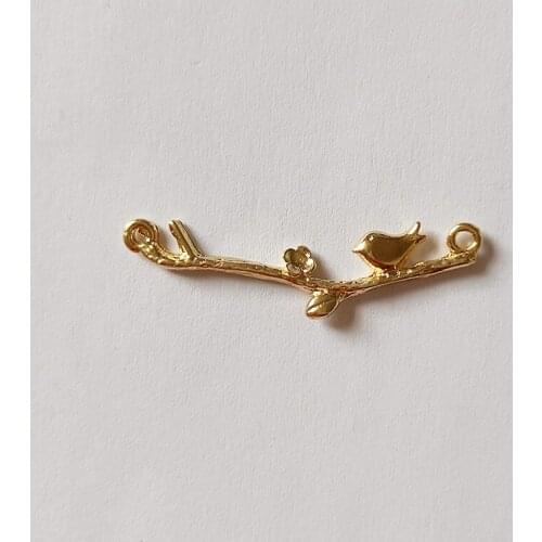 10 PCS 11x35mm Metal Alloy KC Gold Bird Branches Connectors DIY Accessories For Jewelry Making