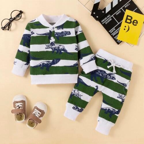 Toddler Baby Girl Boys Clothing Sets Dinosaur Print Sweatshirt +Pants Winter Kids Outfit Tracksuit Child Boy Clothes 1 2 3 Years