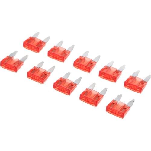 Univerial 10Pcs Mini 10A Blade Fuses Red 17x11mm for Car Truck Replacement
