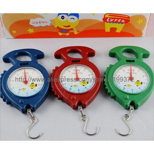120 pcs/lot 10kg Fish Shape Weighing Hanging Scale Handheld Numeral Pointer Spring Balance with retail package