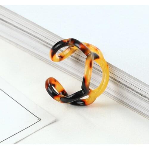 2021 New Trendy Hand-painted Candy Color Dripping Oil Geometric Chain Rings for Women Multicolor Irregular Open Rings Jewelry