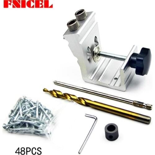 1Set Pocket Hole Jig Kit Aluminum Alloy Drill Guide with 9.5mm Step Drill Bits Pocket-Hole Screws Wood Drilling Hole Saw Tools