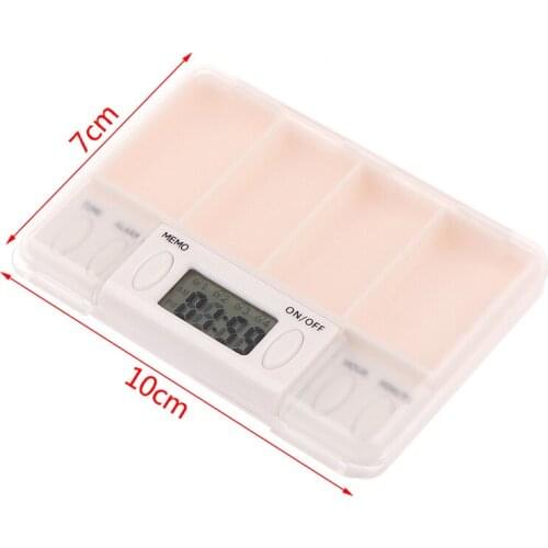 1Pcs Portable 2/4 Grids Intelligent Electronic Timing Pill Case Alarm Timer Pills Reminder Storage Box Outdoor Travel New