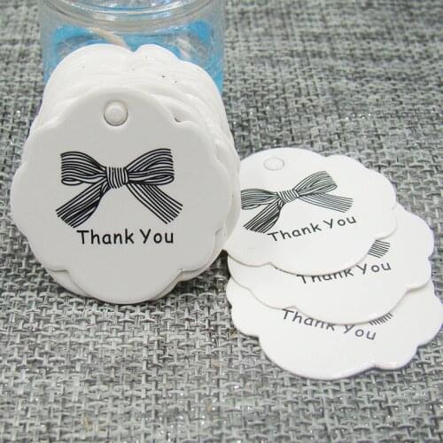 3*3cm 100pcs wedding thank you tag white paper thank you ribbon gift hang tag for box /candy/gift /favor decroation