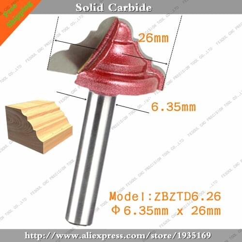 6.35mm*26mm,10pcs,Freeshipping CNC Engraving 3D Woodworking Milling Cutter,Tungsten Solid carbide End Mill,Wood Tools,Router Bit