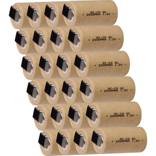 Yeckpowo 24 pcs SC battery 2200mAh 1.2V NICD subc screwdriver drill batteries for Bosch Mikita Dewalt Hitachi electric tools