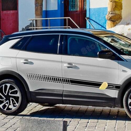 Car Side Stickers for Opel Grandland X Auto Accessories Vinyl Film Decals Racing Sports Long Stripe Sticker