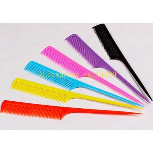Free shipping Colorful Plastic Hair Pointed Tail Comb For Hairdresser Hair Cutting Styling Makeup Comb Salon Tools,500pcs