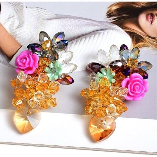 Bohemian Acrylic Flower Earrings For Women Elegant Sweet Statement Earrings Resin Pendant Earrings Jewelry Gift