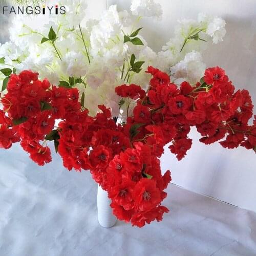 Colorful Fake Cherry Blossom Flower Branch Begonia Sakura Tree Stem for Event Wedding Tree Deco Artificial Decorative Flowers