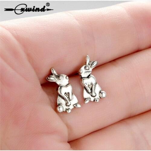 Cxwind Fashion Cute Cartoon Animal Rabbit Stud Earrings for Women Simple Style Bunny Earrings Female Minimalist Jewelry Gifts