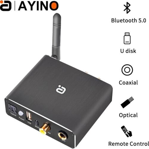 DAC Decoder Adapter Bluetooth 5.0 Receiver Audio Amp U-disk Player KTV microphone Adapter Optical Coaxial To Analog Converter