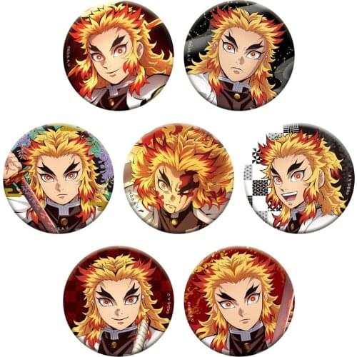 Demon Slayer: Kimetsu no Yaiba Anime Rengoku Kyoujurou Metal Badge Brooch Pins
